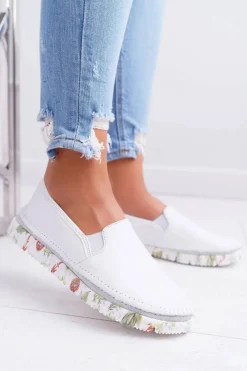 Maciejka Damskie Półbuty Wsuwane Skórzane Białe 03512-11