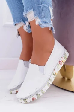 Maciejka Damskie Półbuty Wsuwane Skórzane Białe 03512-11