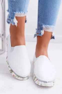 Maciejka Damskie Półbuty Wsuwane Skórzane Białe 03512-11