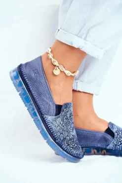 Półbuty Skórzane|Mokasyny Damskie Skórzane></noscript>Maciejka Damskie Półbuty Wsuwane Skórzane Granatowe 03512-45