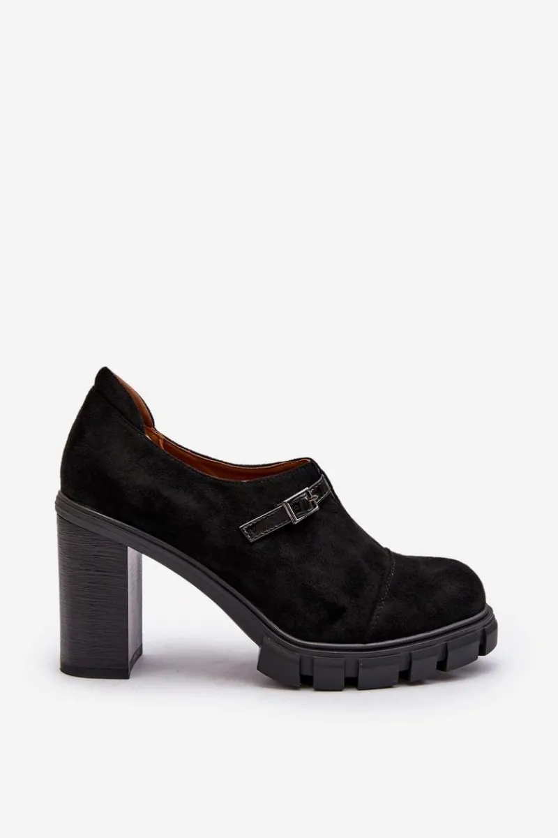 Czółenka Na Platformie|Czółenka Zamszowe>Boto Damskie Półbuty Na Obcasie Słupku Czarne Tauina