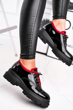 Best Damskie Półbuty Skórzane Visconi Czarne 7427936 Damskie Półbuty Skórzane