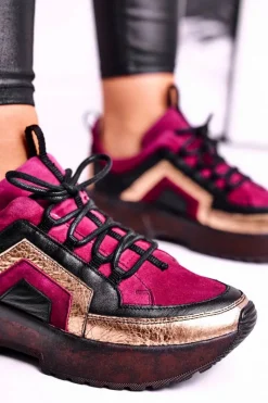 Sneakersy Damskie|Półbuty Skórzane></noscript>Maciejka Damskie Półbuty Sneakersy Skórzane Bordowe 04731-23