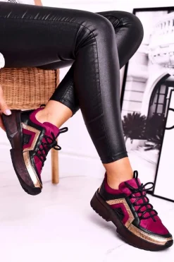 Sneakersy Damskie|Półbuty Skórzane></noscript>Maciejka Damskie Półbuty Sneakersy Skórzane Bordowe 04731-23