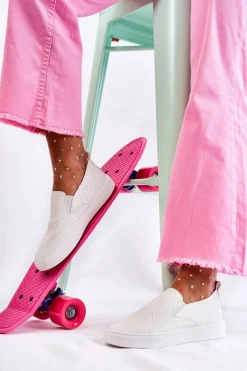 New Damskie Półbuty Wsuwane Białe Viviana Damskie Sneakersy Damskie