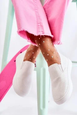 New Damskie Półbuty Wsuwane Białe Viviana Damskie Sneakersy Damskie