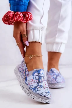 New Maciejka Damskie Półbuty Wsuwane Skórzane 03512-39 Niebieskie