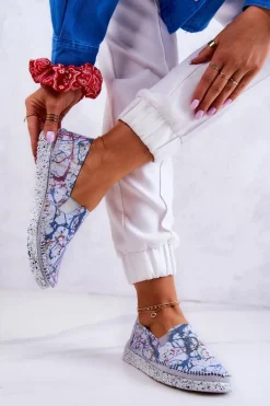 New Maciejka Damskie Półbuty Wsuwane Skórzane 03512-39 Niebieskie