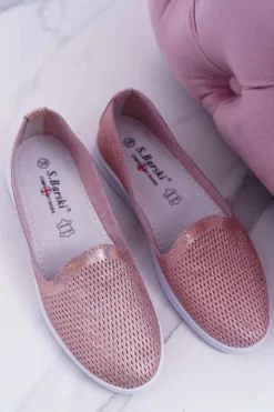 Półbuty Skórzane|Mokasyny Damskie Skórzane></noscript>Damskie buty S.Barski Damskie Półbuty Wsuwane Skórzane Lordsy Różowe Lordi