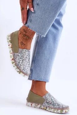 Sale Maciejka Damskie Półbuty Wsuwane Skórzane 03512-51 Zielone