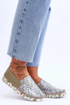 Sale Maciejka Damskie Półbuty Wsuwane Skórzane 03512-51 Zielone