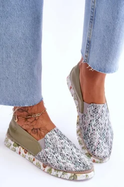 Sale Maciejka Damskie Półbuty Wsuwane Skórzane 03512-51 Zielone