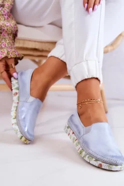 Maciejka Damskie Półbuty Wsuwane Skórzane 03512-40 Jasnoniebieskie