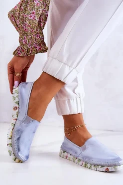 Maciejka Damskie Półbuty Wsuwane Skórzane 03512-40 Jasnoniebieskie