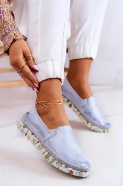 Maciejka Damskie Półbuty Wsuwane Skórzane 03512-40 Jasnoniebieskie