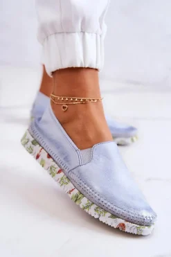 Maciejka Damskie Półbuty Wsuwane Skórzane 03512-40 Jasnoniebieskie