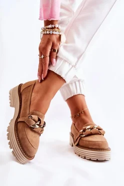Sale Laura Messi Damskie Półbuty Zamszowe 2523 Camel