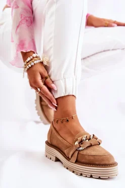 Sale Laura Messi Damskie Półbuty Zamszowe 2523 Camel