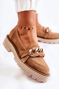 Sale Laura Messi Damskie Półbuty Zamszowe 2523 Camel