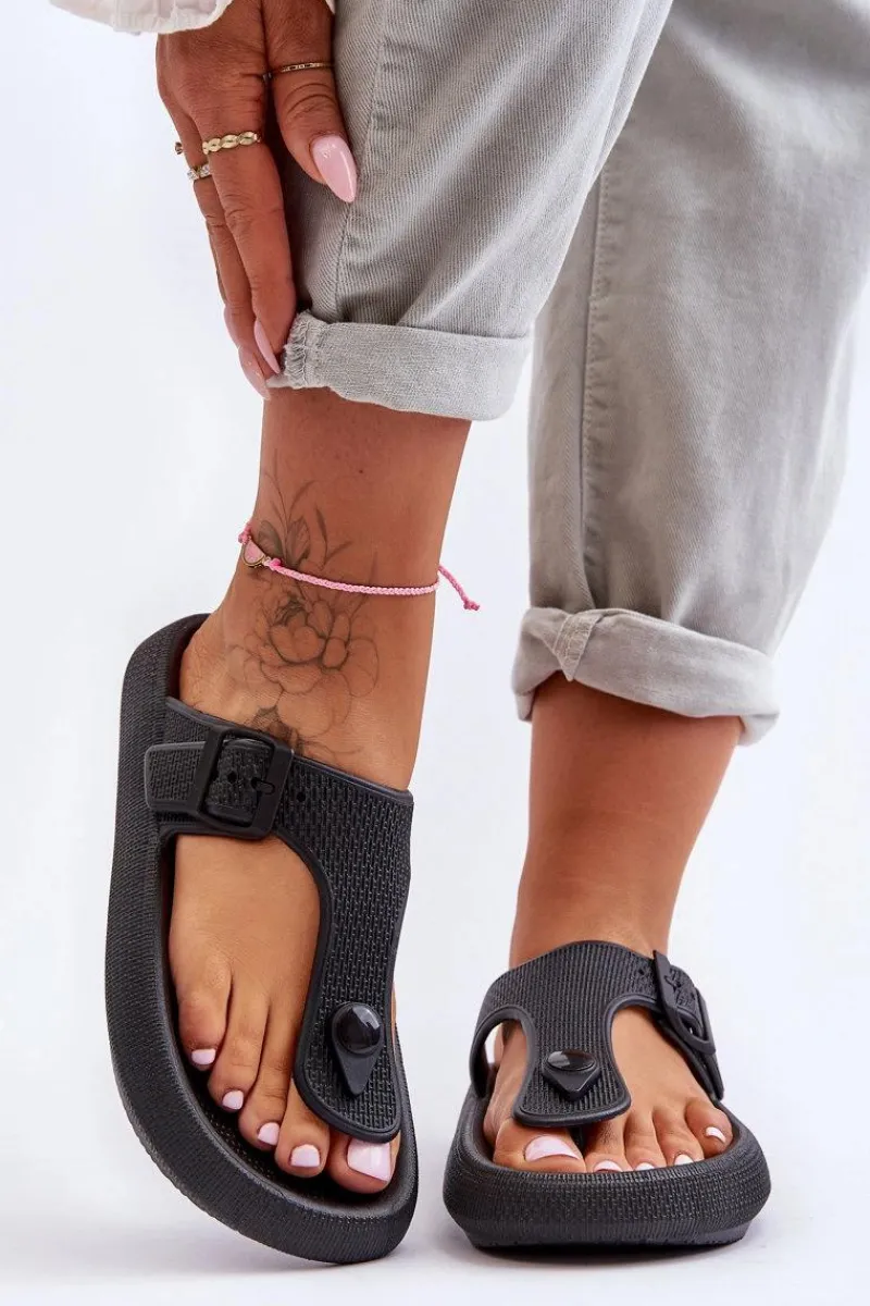 Sale Boto Damskie Piankowe Japonki Czarne Apolla