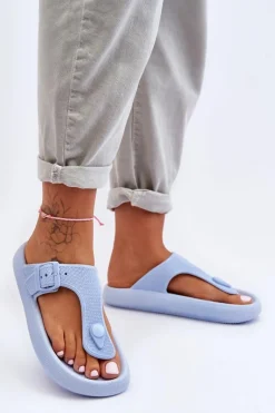 Outlet Damskie Piankowe Japonki Niebieskie Apolla Damskie Klapki Damskie Japonki|Klapki Na Platformie