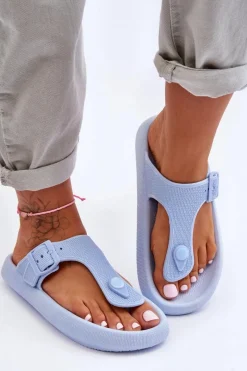 Outlet Damskie Piankowe Japonki Niebieskie Apolla Damskie Klapki Damskie Japonki|Klapki Na Platformie