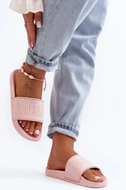 Outlet Big Star Shoes Damskie Piankowe Klapki Big Star MM274718 Różowe