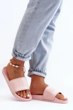 Outlet Big Star Shoes Damskie Piankowe Klapki Big Star MM274718 Różowe