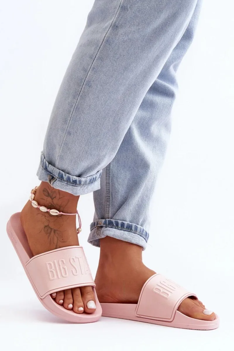 Outlet Big Star Shoes Damskie Piankowe Klapki Big Star MM274718 Różowe