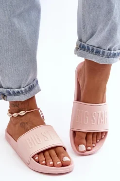 Outlet Big Star Shoes Damskie Piankowe Klapki Big Star MM274718 Różowe
