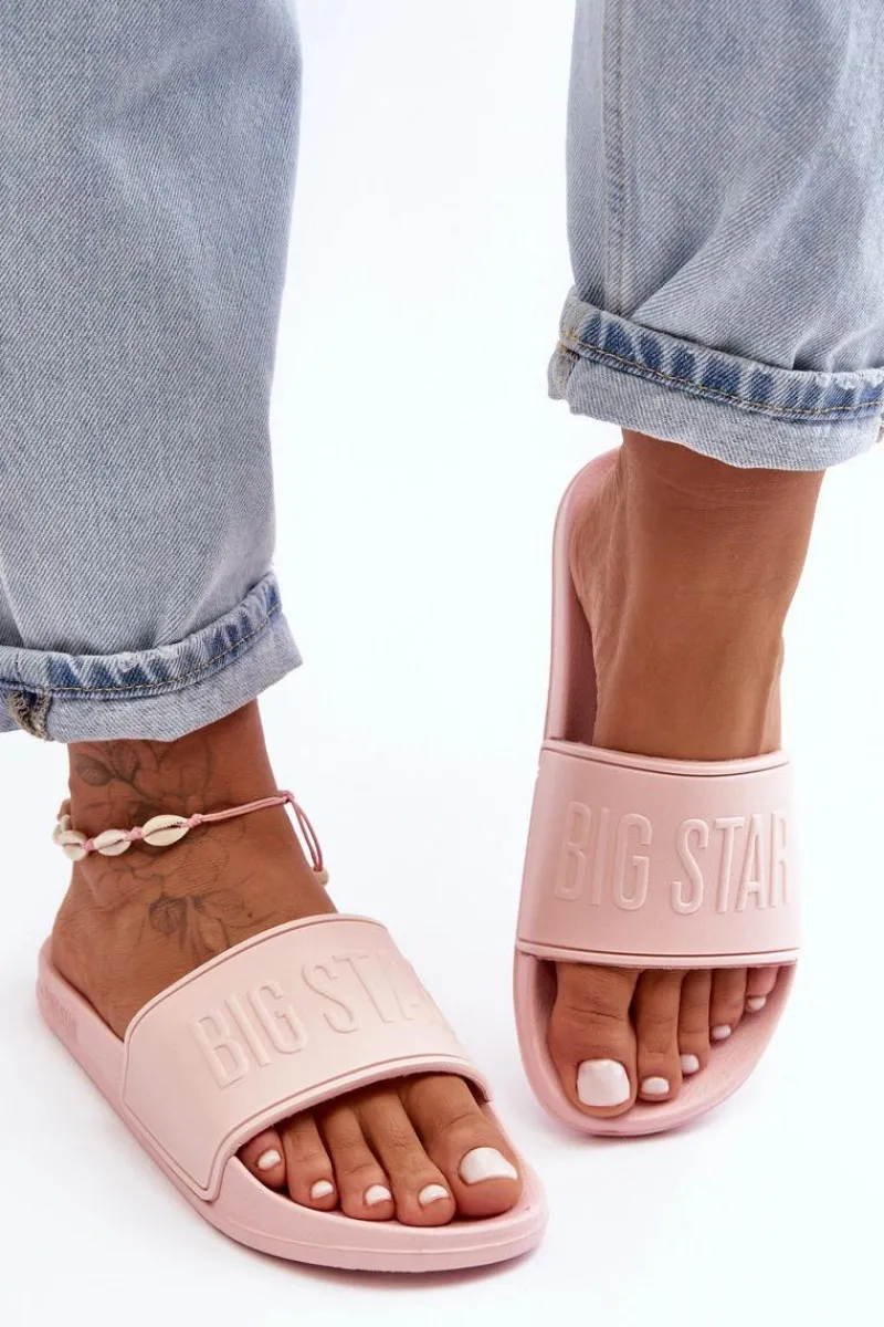 Outlet Big Star Shoes Damskie Piankowe Klapki Big Star MM274718 Różowe