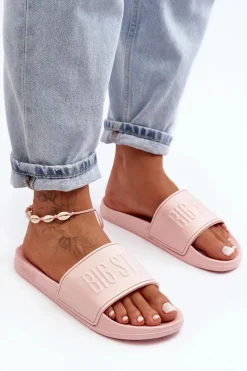 Outlet Big Star Shoes Damskie Piankowe Klapki Big Star MM274718 Różowe