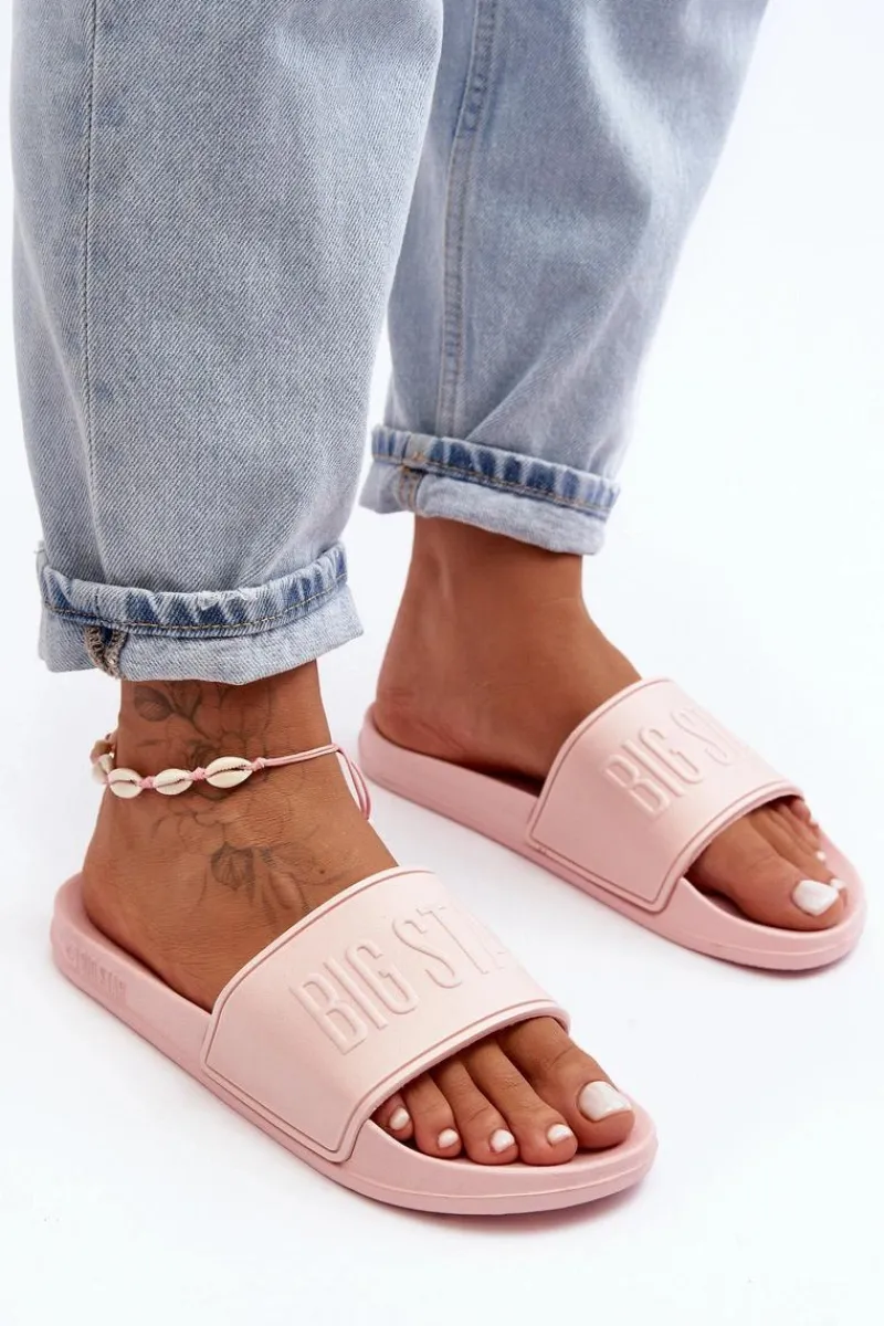 Outlet Big Star Shoes Damskie Piankowe Klapki Big Star MM274718 Różowe