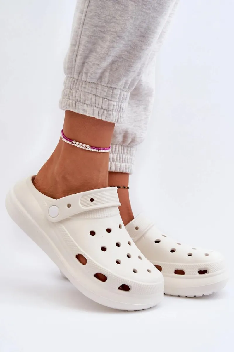 Damskie Piankowe Klapki Białe Ilariana Damskie Klapki Basenowe|Klapki Na Platformie