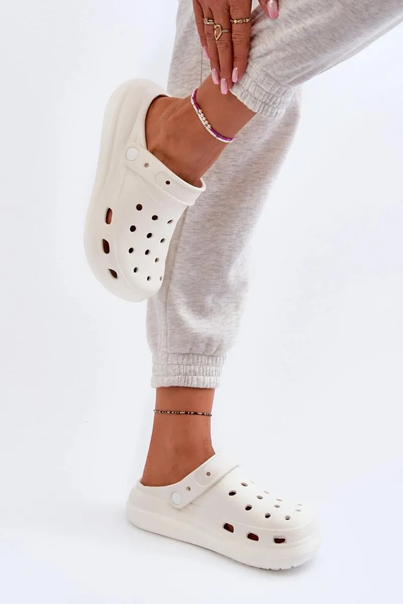 Damskie Piankowe Klapki Białe Ilariana Damskie Klapki Basenowe|Klapki Na Platformie