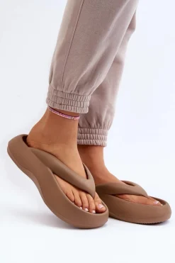 Best Boto Damskie Piankowe Klapki Japonki Khaki Roux