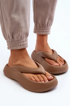 Best Boto Damskie Piankowe Klapki Japonki Khaki Roux