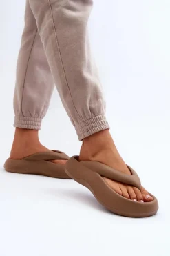 Best Boto Damskie Piankowe Klapki Japonki Khaki Roux