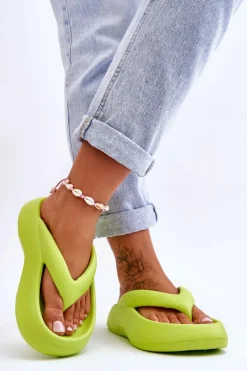 Hot Boto Damskie Piankowe Klapki Japonki Neonowy Żółty Roux