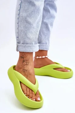 Hot Boto Damskie Piankowe Klapki Japonki Neonowy Żółty Roux
