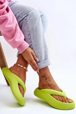 Hot Boto Damskie Piankowe Klapki Japonki Neonowy Żółty Roux