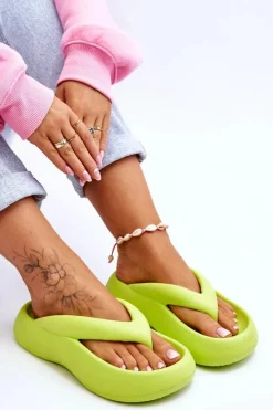 Hot Boto Damskie Piankowe Klapki Japonki Neonowy Żółty Roux