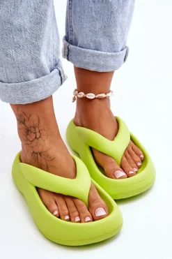 Hot Boto Damskie Piankowe Klapki Japonki Neonowy Żółty Roux