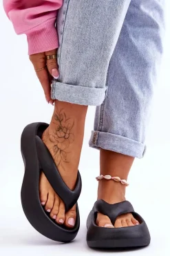 Sale Damskie Piankowe Klapki Japonki Czarne Roux Damskie Klapki Basenowe|Klapki Damskie Japonki