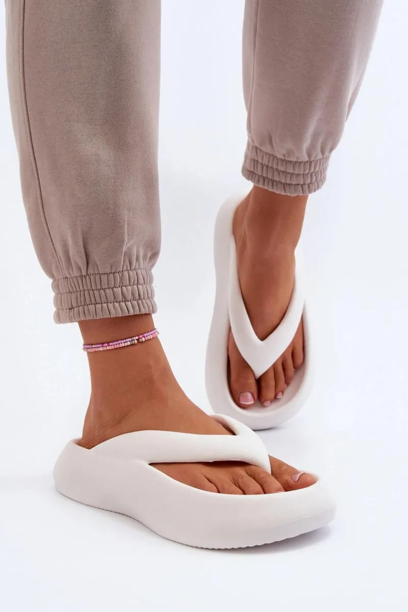 Online Boto Damskie Piankowe Klapki Japonki Białe Roux