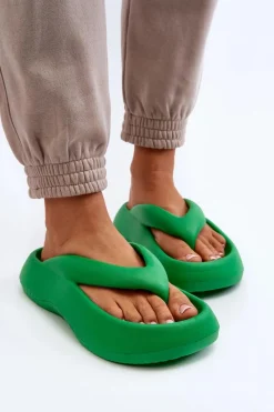 Discount Boto Damskie Piankowe Klapki Japonki Zielone Roux