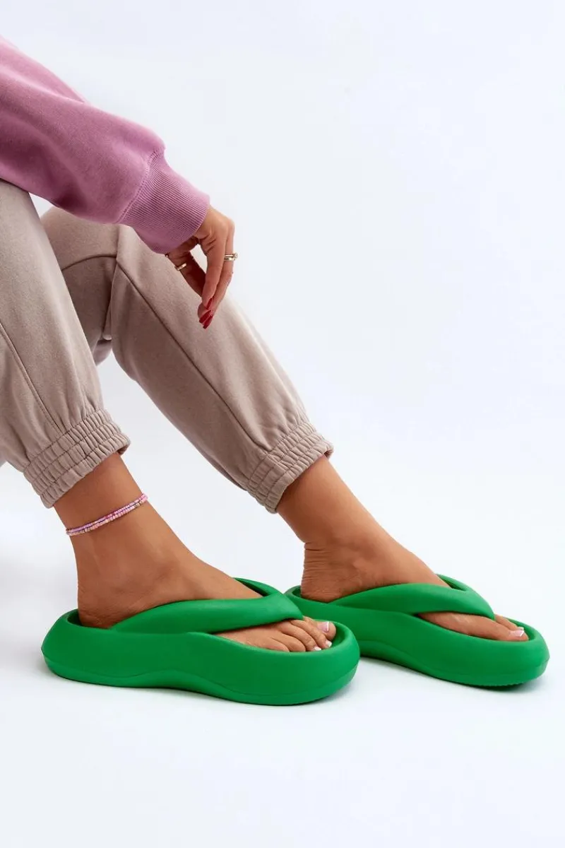 Discount Boto Damskie Piankowe Klapki Japonki Zielone Roux