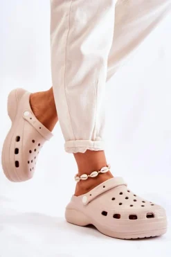 Hot Boto Damskie Piankowe Klapki Kroksy Beżowe Coline