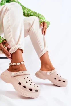 Hot Boto Damskie Piankowe Klapki Kroksy Beżowe Coline