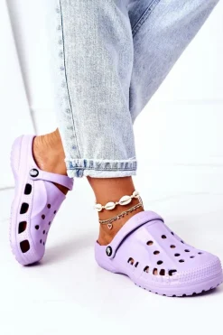 Discount Boto Damskie Piankowe Klapki Kroksy EVA Fioletowe